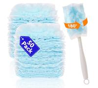 50Pack Duster Refills Compatible with Flash Dusters, 180° Multi-Surface Duster Replacement with Handle, Disposable Dusters Refills for Cleaning Furniture, Office, Blinds, Car
