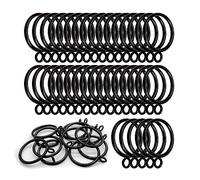 50Pack Metal Curtain Rings 38mm Internal Diameter Drapery Pole Rings, Matte, Rustproof Hangers Ring for Curtain Poles, Shower Curtains Rods (Black)