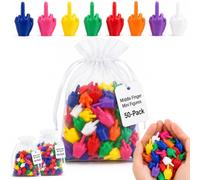 50Pack Mini Middle Fingers, Colorful Tiny Finger Hands Novelty Gag Gifts, 3D Printed Flipping the Bird Funny Office Home Decor, Party Prank Favors Christmas Stocking Stuffers White Elephant Adults