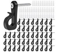 50Pack Q-Hanger Screw in Hooks Screw Hooks with Safety Buckle for Light Wire for Hanging String Lights Hanging Fairy Lights Plants, for Christmas, Festival,Patio, and Fence Decorations