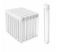 50Packs Clear Plastic Test Tubes with Caps Small Sample Tubes Leak-Proof Containers for Experiments, Party Favors, DIY Crafts, Storage, Candy, Bath Salts, Beads, Seeds 100mm x 16mm