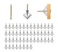 50pairs Plasterboard Fixings,Plasterboard Wall Plug,Plasterboard Screws,Hollow Wall Fixings,For Tv Wall Bracket Hollow Drywall Cavity(Grey)(50 Wall Plugs + 50 Screws)
