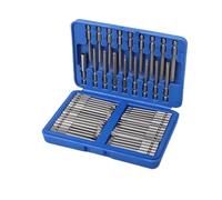 50pc 75mm Extra Long Magnetic Screwdriver Bit Set Security Head 1/4 Bits Kit Torx Star Hex Spline(Navy Blue)