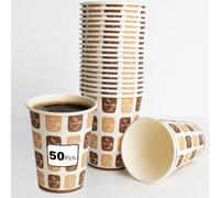 50pc 8oz Hot Cold Printed Paper Cups Eco Friendly Biodegradable Leak Resistant and Durable Made from Responsibly Sourced Paper Perfect for Coffee Tea Juices Parties Offices and Daily Use