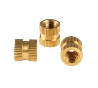 50pc M2 .5 M3 Solid Brass Pure Copper Metric Thread Injection Molding Knurl Insert Nut Round Shape Column OD 3. 4 5mm(M2.5x4mm (OD3.5mm))