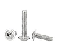 50pc M2 M2.5 M3 M4 M5 M6 304 Stainless Steel Hexagon Socket Round Button Flange Head with Washer Collar Screw Bolt, M4 X50pcs, 33mm