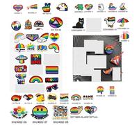 50PC Pride Flag Pins Bulk Set Cute Fun Rainbow LGBTQ Gay Lesbian Ally Button Pins for Backpack Hat Jacket Lanyard Bag Accessories Decorative Collectible Trading Brooch Pins Gifts for Men Women Adults