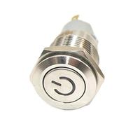 50PC Silver 16mm 6V 12V 110V 220V Metal Push Button Switch LED power mark 1NO1NC red blue yellow green white For Car electronic starter(3,MOMENTARY_6V)