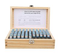 50pcs 0.5-0.99mm Plug Pin Gage Set, Metric Pin Gage with Wooden Case, Precision Tool for Checking Hole Size and Depth, Made of Bearing Steel with 0.001mm Tolerance and 58-63HRC