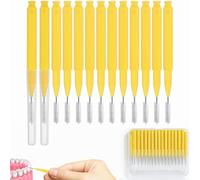 50Pcs 0.5mm Interdental Brushes Yellow, Dental Floss Brushes for Between Teeth, for Plaque Removal Gum Care and Braces Cleaning, Daily Home and Travel Oral Hygiene, Ultra-Fine Flexible Tooth Sticks