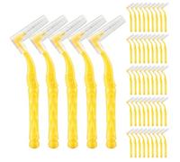 50pcs 1-1.2mm Interdental Brushes, Soft Dental Brushes with Non-Slip Handle, Angled Head Tooth Picks Floss Sticks, Dental Floss Brushes for Braces Oral Cleaning Narrow Gaps Between Teeth(L Shaped)