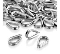 50pcs 1/16" Wire Rope Cable Thimbles, M2 Stainless Steel Thimbles Wire Rope Rigging Loop, Stainless Steel Cable Crimping Sleeves Loops Ferrules