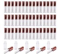 50pcs 1.2ml Clear Pretty Lip Gloss Tube Empty Lip Balm Bottle Containers with Rubber Inserts for Samples Makeup Travel (rose golden Lid)