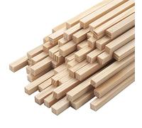 50PCS 1/4" x 12" Square Wooden Dowel Rods, Small Wood Square Dowel Rods Unfinished Wood Craft Sticks Hardwood Sticks Wooden Strips for Arts and DIYers, DIY Projects Home Decor Woodworking