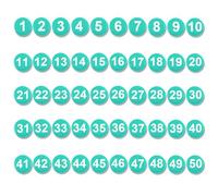 50pcs 1-50 Magnetic Numbers - Round Number Refrigerator Magnets for Whiteboard, Dry Erase Boards, Home, Classroom, Office Fridge (0.8" Diameter, Green)