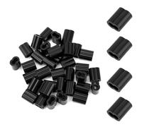 50pcs 1/8" Aluminum Crimping Loop Sleeve, Black Aluminum Wire Double Ferrule Crimps Cable Crimp Thimbles for Wire Rope Cable Tool