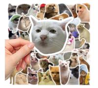 (50pcs) 10/50Pcs Funny Cat Stickers Meme Scrapbook Suitcase Skateboard Laptop Graffiti Luggage Decal Animal Children Stickers Toy Gift