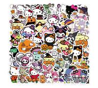 (50PCS) 10/50PCS New Halloween Sanrio Stickers Sanrio Kitty Kuromi Melody Cartoon Stickers Suitcase Fridge Laptop Kids Decal Toy