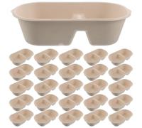 50pcs 1000ml Double PET Feeding Bowl for Puppies, Single Use | Paper Pulp Beige Finish, Smooth Edges, Travel Friendly Design, for Kennel Cage Crate and Campground Stays