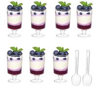 50Pcs 100ml/3.5oz Dessert Cups & Bowls with Spoons - Reusable Hard Plastic Round Cheesecake Pots - Clear Serving Bowls for Pudding, Mousse, Trifles, Appetizers, Jelly, Tiramisu, Parties (100ml/3.5oz)