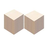 50Pcs 10CM DIY Wood Sheets, Unfinished Square Wood Pieces Thin Plywood Blank Panels for Drawing Writing Handicraft Making