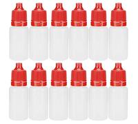 50Pcs 10ml Eye Dropper Bottles Leak Proof Squeezable Empty Liquid Containers with Lids Plugs PE Material for Eye Drops Saline Travel Essential Portable Refillable (White)