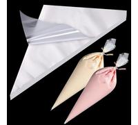 50PCS 12 Inch Medium Disposable Icing Bags, Transparent Tear-Resistant Piping Bags for Cake Cupcake Dessert Decoration, Easy Grip for Pros & Beginners