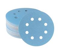 50PCS 125mm Sanding Discs 180 Grit Hook and Loop Sanding Disc, 5 Inch 8 Hole Blue Ceramic Sanding Discs, Dustless and Durable Random Orbital Sander Discs for Automotive and Woodworking