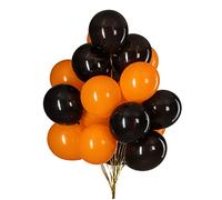 50pcs 12inch Orange and Black Helium Balloons,Latex Balloons for Party Decorations