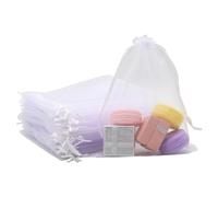 50pcs 15x20cm Medium Organza Gift Bags,Sheer Organza Bags, With Drawstring Jewelry Gift Bags Mesh Jewelry Pouches, Wedding Favour Bags For Party Festival Game(White)