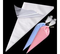 50PCS 16 Inch Medium Disposable Piping Bags, Transparent Tear-Resistant Piping Bags for Cake Cupcake Dessert Decoration, Easy Grip for Pros & Beginners