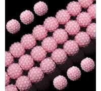 50PCs 16MM Chunky Resin Rhinestone Beads Round Disco Ball Bubblegum Beads for Women Necklace Bracelet Jewelry Making Phone Lanyard Hair Accessories DIY Crafts (Jelly Pink)