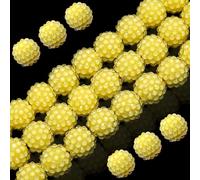 50PCs 16MM Chunky Resin Rhinestone Beads Round Disco Ball Bubblegum Beads for Women Necklace Bracelet Jewelry Making Phone Lanyard Hair Accessories DIY Crafts (Jelly Yellow)