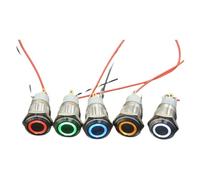 50pcs 16mm Latching Angel Eye stainless steel Metal LED illuminated 6V 12V 24V 110V 220V Push Button Switch for Car(Green,12V)