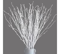 50Pcs 17” Dried White Birch Twigs Branches - 100% Natural Painted Birch for Christmas, Wedding, Vases Filler, Sticks for Centerpiece, Floral Arrangement, Twig Wreath, Rustic Decor