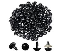 50Pcs 18mm/0.7inch Solid Black Plastic Safety Eyes with Washers Spiral DIY Craft Eyes for Doll Teddy Bear Puppet Animal Toys Sewing Crafting Accessories