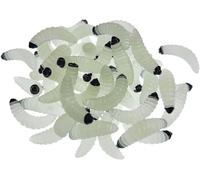 50Pcs 1Inch Silicone Soft Maggot Worm Soft Artificial Bread Worm Fishing Lure (Luminous)