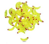 50Pcs 1Inch Silicone Soft Maggot Worm Soft Artificial Bread Worm Fishing Lure (Yellow)