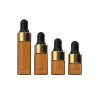 50pcs 1ml 2ml 3ml 5ml Amber Glass Dropper BottleEmpty Mini Lab Dropping Bottles Refillable Pipette Dropper Bottles with Pipettes for Essential Oils Perfume Liquid (3ML,Gold)