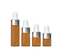 50pcs 1ml 2ml 3ml 5ml Amber Glass Dropper BottleEmpty Mini Lab Dropping Bottles Refillable Pipette Dropper Bottles with Pipettes for Essential Oils Perfume Liquid (3ML,Silvery)