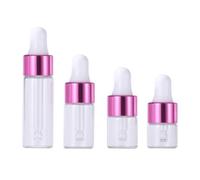 50pcs 1ml 2ml 3ml 5ml Dropper Bottle Empty Mini Bottles Dropper Pipettes With Cap Refillable Small Sample Vials Container for Essential Oils Perfume Cosmetic Liquid (1ML,Pink)