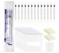 50Pcs 1ml Colostrum Syringes With Caps, Colostrum Collector Kit with 30ml Measuring Cup, 5 Storage Bag and 50 Stickers, for Refilling, Measuring Liquids, Scientific Labs, Plant Watering, Pet Feeding