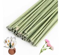 50Pcs 2 Gauge Paper Flower Stems 16" Green Wire for DIY Crafts