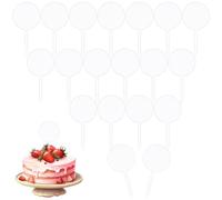 50Pcs 2 Inch Clear Blank Acrylic Cake Toppers, Round Personalized Cupcake Toppers, Mini Transparent DIY Cake Topper Insert Cards for Birthday Party, Baby Shower, Wedding Party Cupcake Decoration