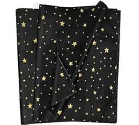 50pcs 20 * 14inch Black and Gold Tissue Paper Sheet for Packing,Topeedy Black Gift Tissue Paper with Gold Star Perfect for Birthday