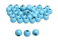 50Pcs 20 mm Wooden Beads Sky Blue Large Hole - Smooth Round Craft Beads with 8 mm Hole for Macrame, Jewelry Making & Christmas DIY Decorations