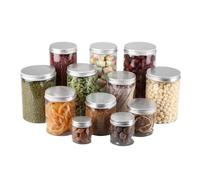 50Pcs 20ml -120ml Storage Jars Plastic Jars with aluminum Lids kitchen Food Storage Jars Reusable Containers Airtight for Dry Food Tea Coffee Sugar Cosmetic (100ML)