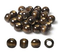 50pcs 20mm Macrame Wood Beads Brown Dyed Large Hole Wooden Beads for DIY Handmade Project Crafts (8mm Hole)