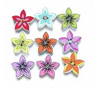 50Pcs 20mm Wooden Flower Buttons 2 Holes Shape Dots Sewing Decorative for Scrapbooking Craft Projects(ColorC)
