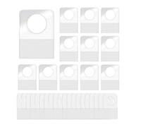 50Pcs 22×32MM Clear Self-Adhesive Hanging Tabs Round Hole Plastic Hang Tags for Retail Items Cards Display